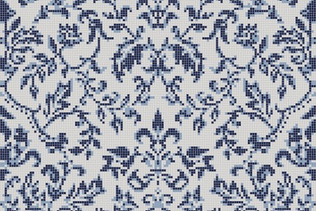 blue textiles Traditional Ornamental Mosaic by Artaic