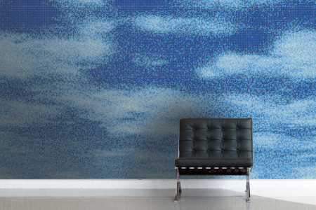 Blue Sky Contemporary Artistic Mosaic installation by Artaic