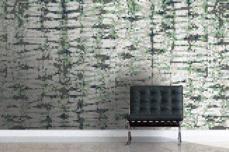 Green Snake Skin Contemporary Textural Mosaic installation by Artaic