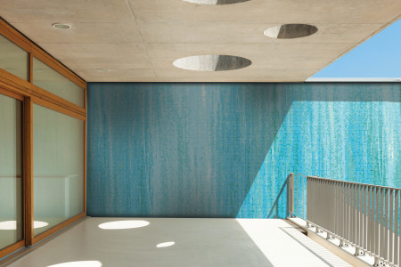 Blue Waterflow Contemporary Artistic Mosaic installation by Artaic