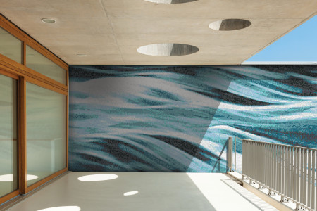 Turquoise waves Contemporary Artistic Mosaic installation by Artaic
