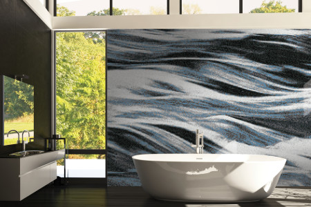 Blue waves Contemporary Artistic Mosaic installation by Artaic