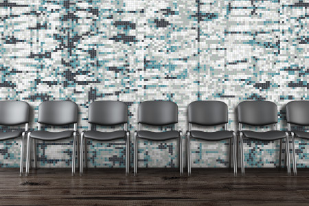 Turquoise Snake Skin Contemporary Textural Mosaic installation by Artaic