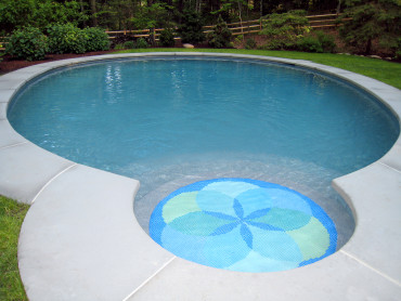 blue round pool mosaic pendant