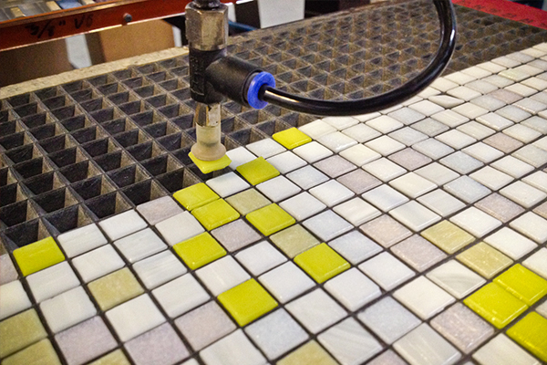 Robotic production of custom Artaic mosaic for Vertex Pharmaceuticals lobby mural