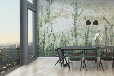 Modern dining room wall covering of tile mosaic