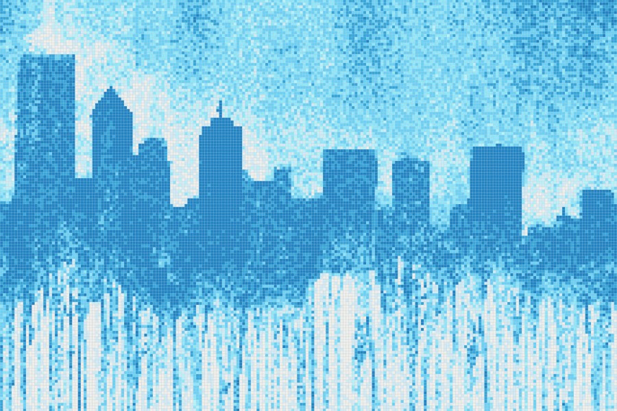 Blue cityscape  Graphic Mosaic by Artaic