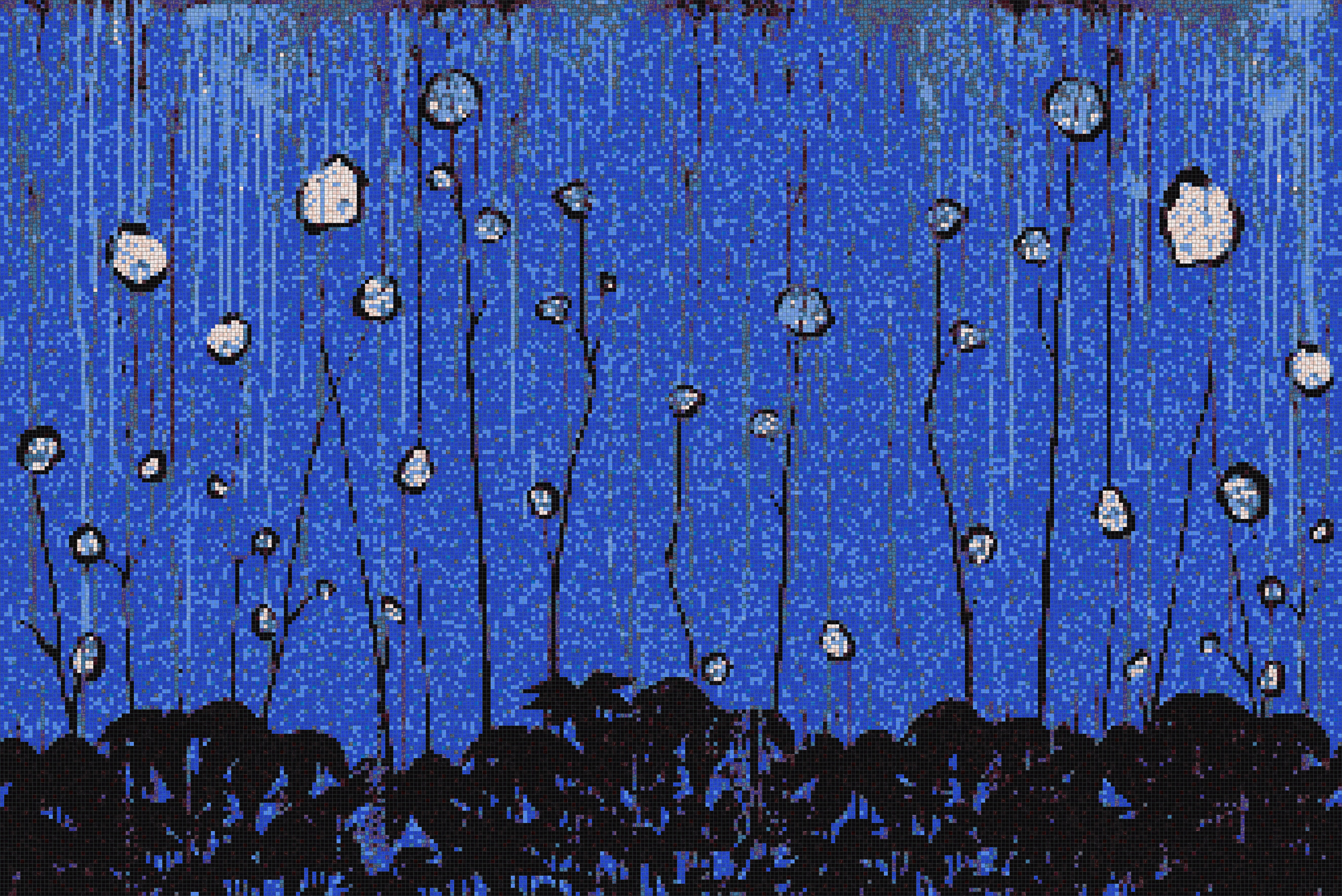 Gogh Away! Cerulean Blue Lively Tile Mural By Artaic