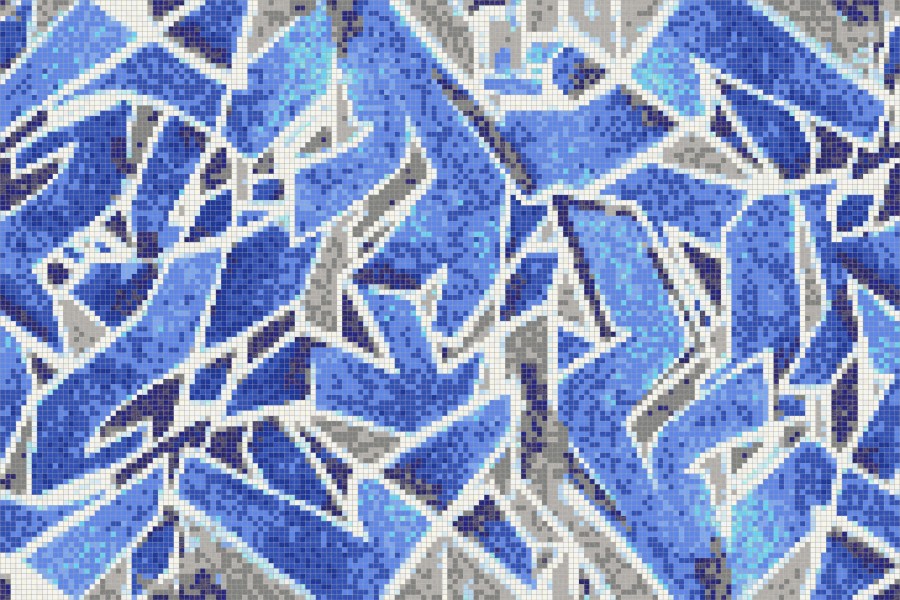 Blue street art  Graphic Mosaic by Artaic