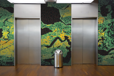 Green electric charge  Graphic Mosaic installation by Artaic