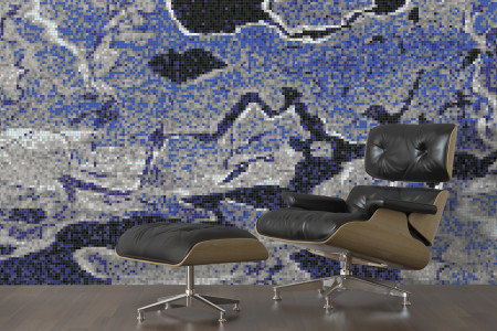 Blue electric charge  Graphic Mosaic installation by Artaic