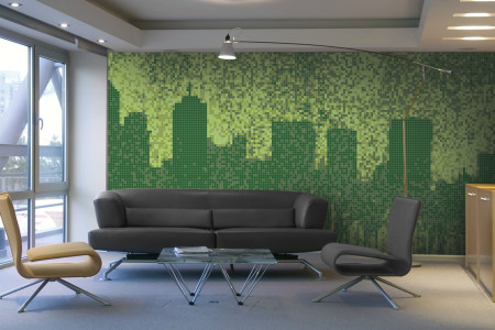 Green cityscape  Graphic Mosaic installation by Artaic