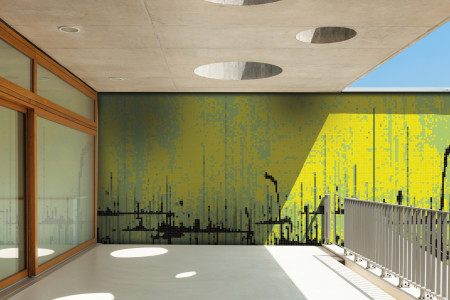 Yellow brushstrokes  Abstract Mosaic installation by Artaic