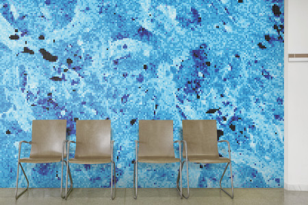 Blue paint droplets  Abstract Mosaic installation by Artaic