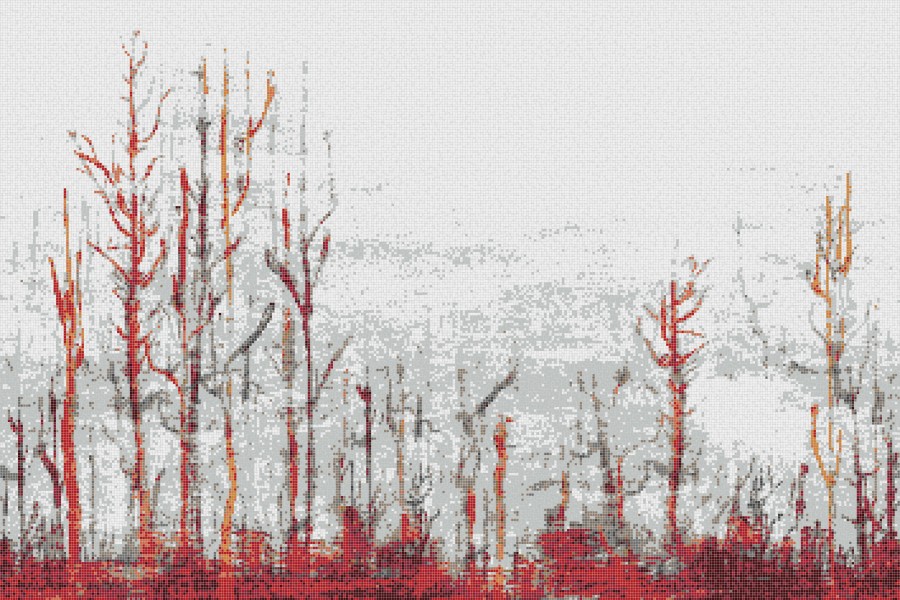 Red forest  Abstract Mosaic by Artaic
