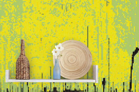 Yellow brushstrokes  Abstract Mosaic installation by Artaic