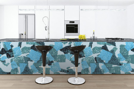 Turquoise geometric shapes  Abstract Mosaic installation by Artaic