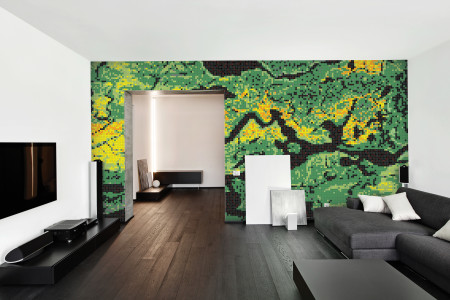 Green electric charge  Graphic Mosaic installation by Artaic