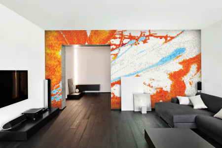 Orange motion  Graphic Mosaic installation by Artaic