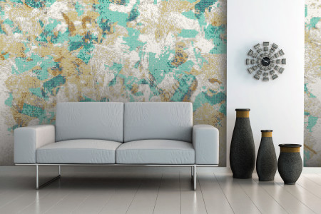 Turquoise layering  Textural Mosaic installation by Artaic