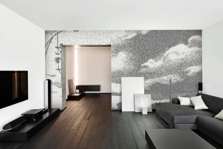 White clouds  Photorealistic Mosaic installation by Artaic
