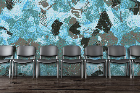 Turquoise cutouts  Textural Mosaic installation by Artaic