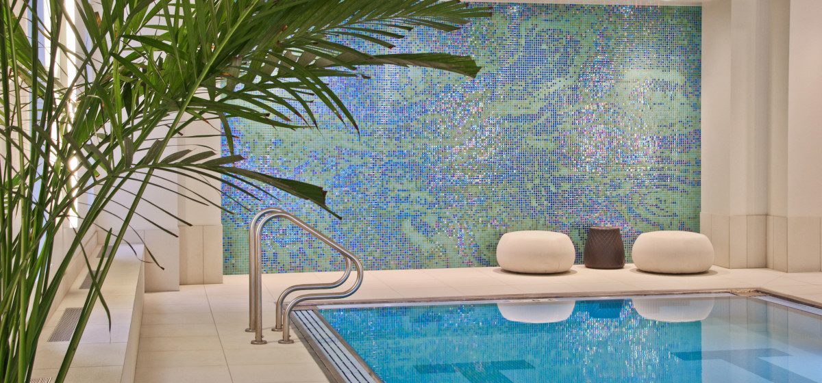 Artaic abstract blue green wacker luxury residential pool mosaic