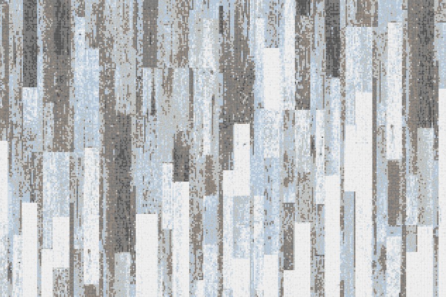 Blue reclaimed wood Contemporary Textural Mosaic by Artaic