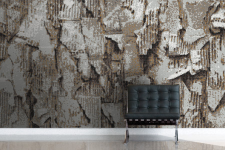 Brown distressed texture Contemporary Textural Mosaic installation by Artaic