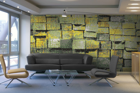 Green reclaimed lumber Contemporary Textural Mosaic installation by Artaic