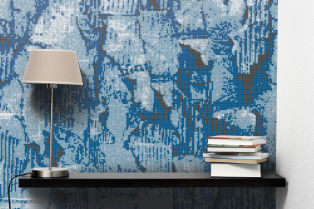Blue distressed texture Contemporary Textural Mosaic installation by Artaic