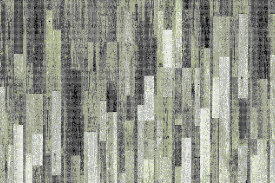 Green reclaimed wood Contemporary Textural Mosaic by Artaic