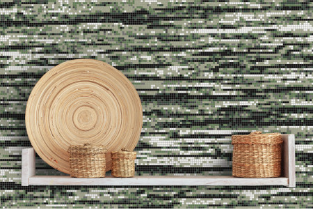Green wood grain Contemporary Textural Mosaic installation by Artaic