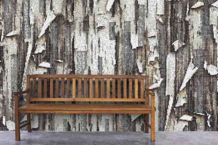 Brown tree bark Contemporary Textural Mosaic installation by Artaic