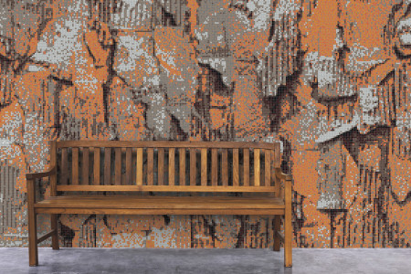 Orange distressed texture Contemporary Textural Mosaic installation by Artaic