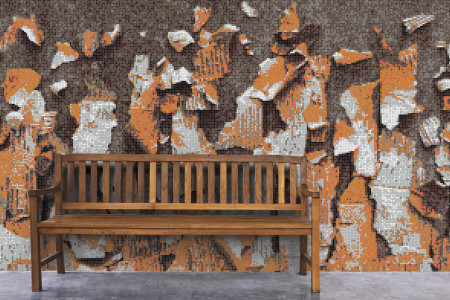 Orange natural materials Contemporary Textural Mosaic installation by Artaic