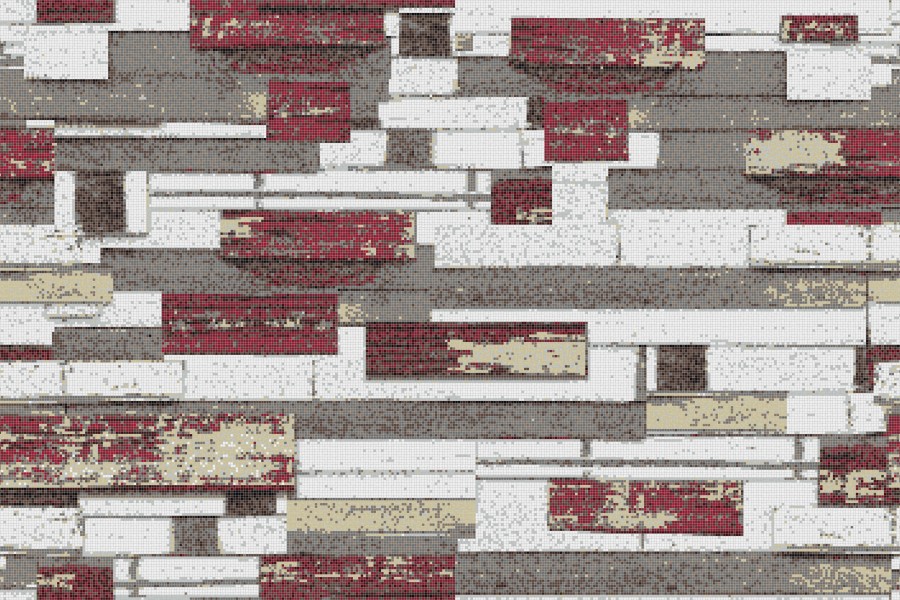 Red reclaimed wood Contemporary Textural Mosaic by Artaic