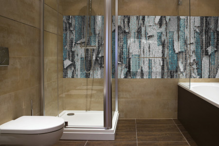 Turquoise tree bark Contemporary Textural Mosaic installation by Artaic
