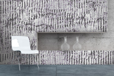 Purple cardboard Contemporary Textural Mosaic installation by Artaic