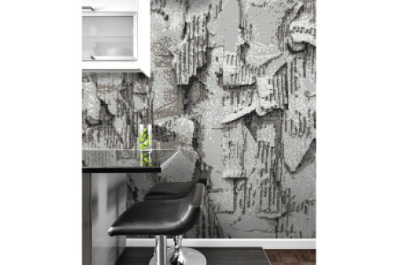 Grey distressed texture Contemporary Textural Mosaic installation by Artaic