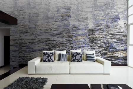 Blue recycled paper material Contemporary Textural Mosaic installation by Artaic