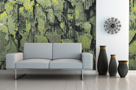 Green distressed texture Contemporary Textural Mosaic installation by Artaic