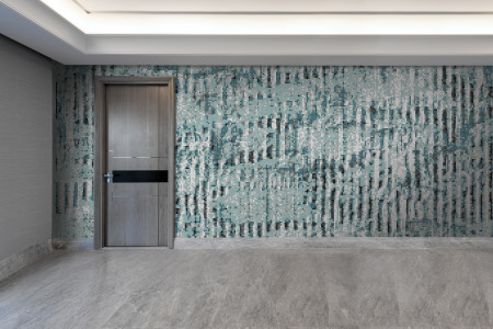 Turquoise cardboard Contemporary Textural Mosaic installation by Artaic