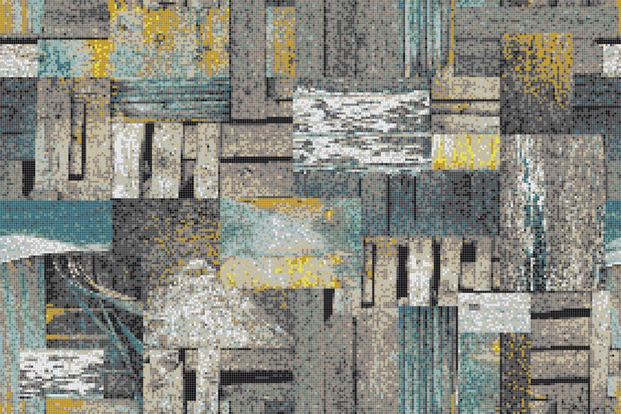 Turquoise wooden pallets Contemporary Textural Mosaic by Artaic