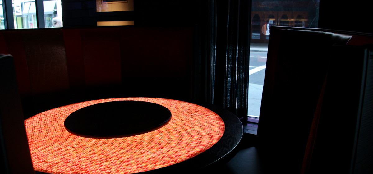 legal crossing bergmeyer backlit led orange table restaurant mosaic