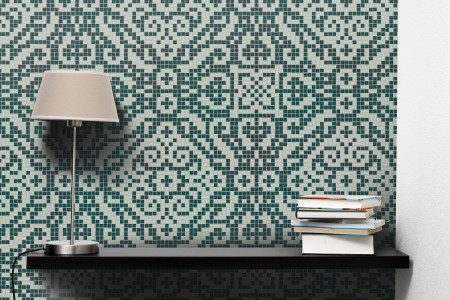 Turquoise textiles Traditional Ornamental Mosaic installation by Artaic