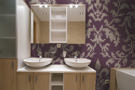 purple textiles Traditional Ornamental Mosaic installation by Artaic