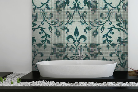 turquoise textiles Traditional Ornamental Mosaic installation by Artaic