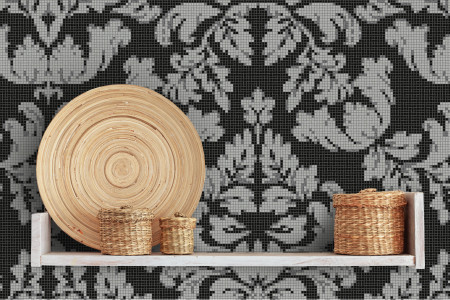 black textiles Traditional Ornamental Mosaic installation by Artaic