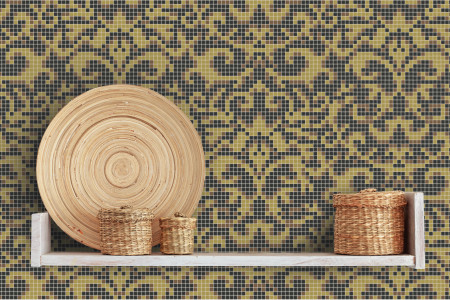 yellow textiles Traditional Ornamental Mosaic installation by Artaic